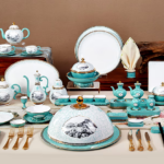 Service de table en porcelaine tendre style chinois de 32 pièces pour 10 personnes et plus