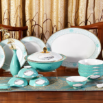 Service de table en porcelaine tendre style chinois vintage de 22 pièces