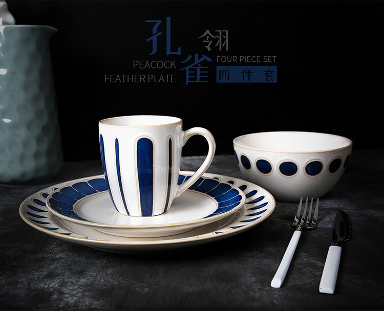 European Simple Style Household Ceramic Dishes Tableware set