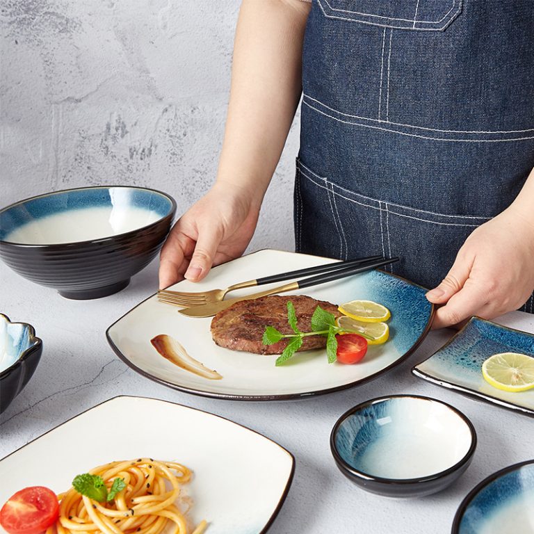 Scandinavian Style Norwegian Coastal Ceramic Series Bowl and Plate Tableware Set Wholesale